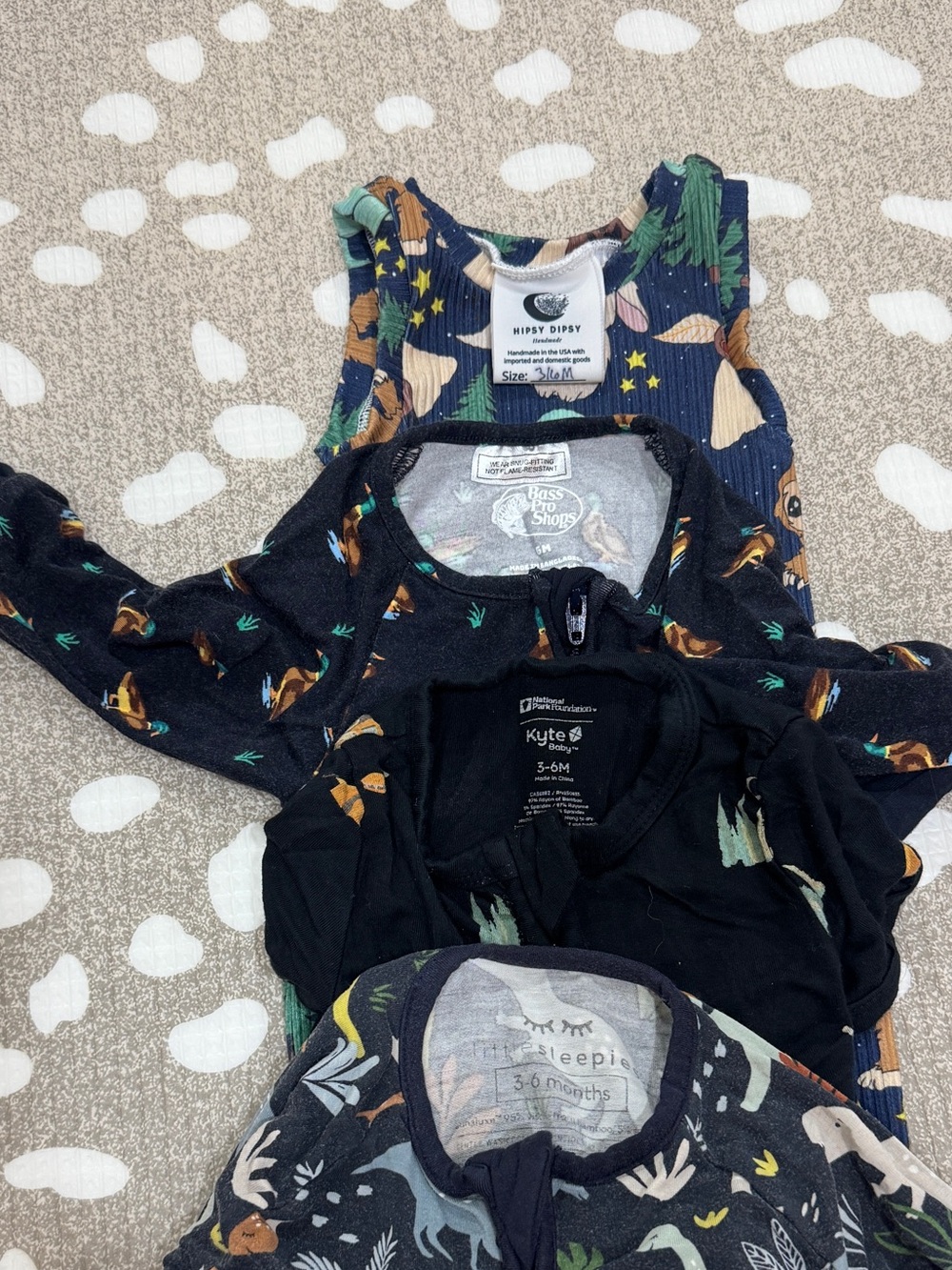 Lot of 5 bamboo footies baby boy romper zippy western kyte pokemon ducks navy - Picture 2 of 7